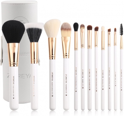 zoreya Makeup Brush Set 12 Pieces Essential Makeup Tool Portable Makeup Brush Cover Travel