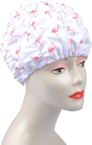 Solida Flamingo Shower Cap, cotton and polyester, 2 pieces (2 x 1 pieces)