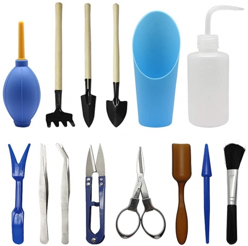 Homagty 14 transplant tools, mini garden succulent tools, small gardening hand tool set, suitable for indoor miniature fairy garden plant care